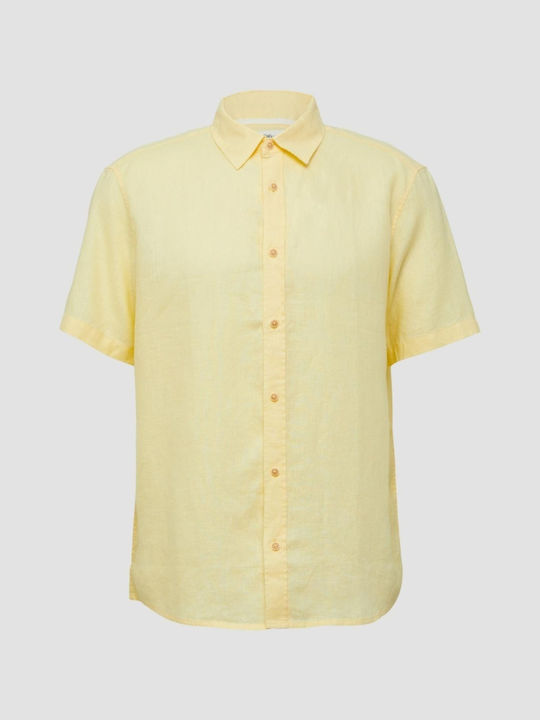 Short-sleeved Linen Shirt Yellow