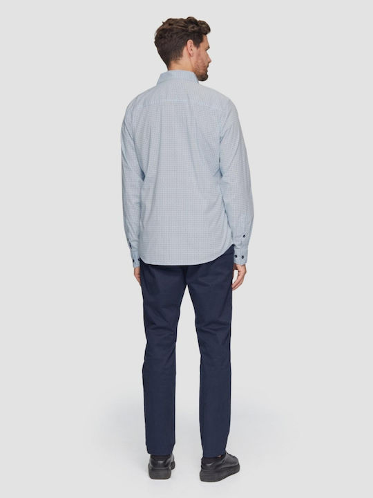 Long-sleeved Cotton Shirt Polka Dot Light Blue