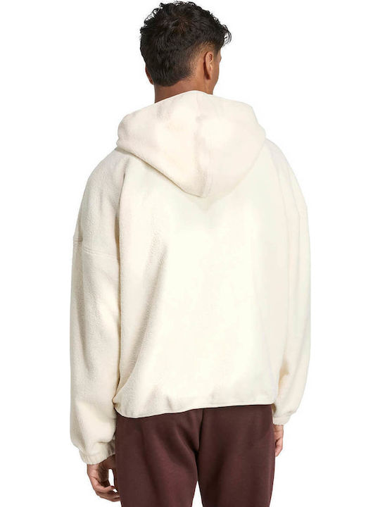 M Fi Men's Fleece Jacket Hooded Beige