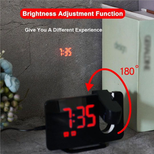 Масов Дигитален Часовник LED с Будилник и Радио Черен t02116889