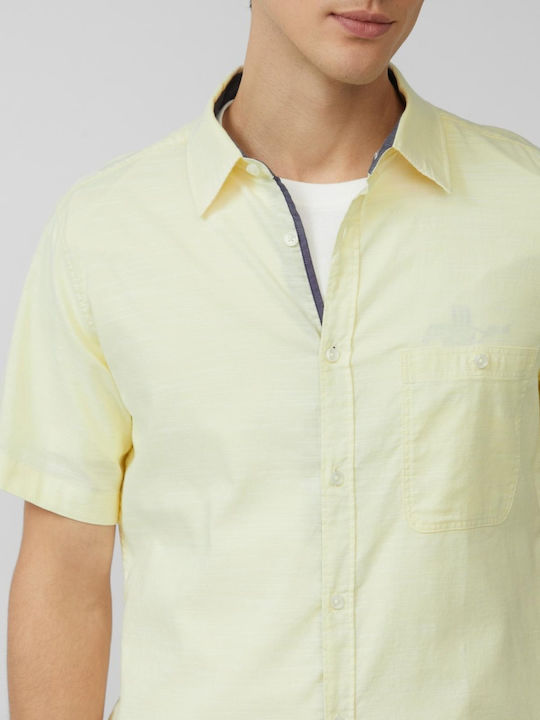 Κοντομάνικο Πουκάμισο σε Στενή Γραμμή Light Yellow