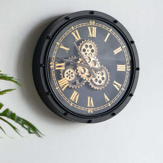 Artekko Wanduhr Metallisch Schwarz Ø50cm Artekko Wanduhr Metallisch Schwarz Ø50cm