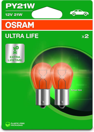 Osram Лампи Автомобила Ultra Life PY21W-BAU15s Обикновени Бял 12V 21W 1бр