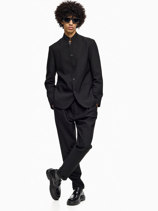 Men's Winter Suit Jacket Slim Fit Black