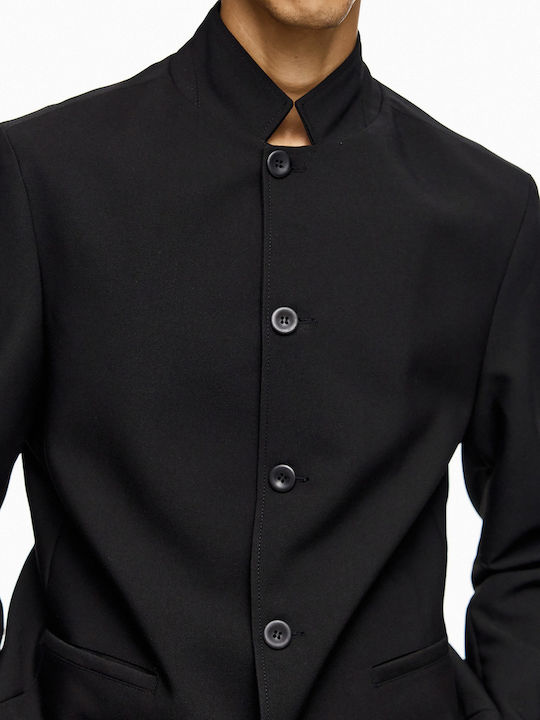 Men's Winter Suit Jacket Slim Fit Black