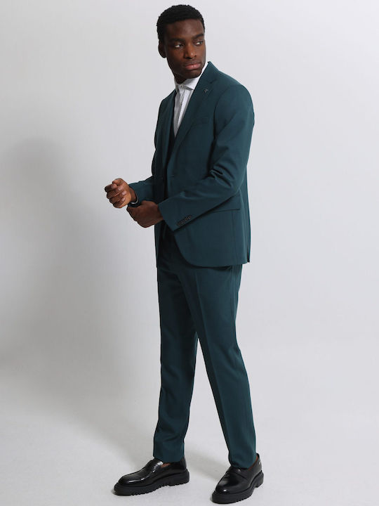 Men's Suit with Vest Green