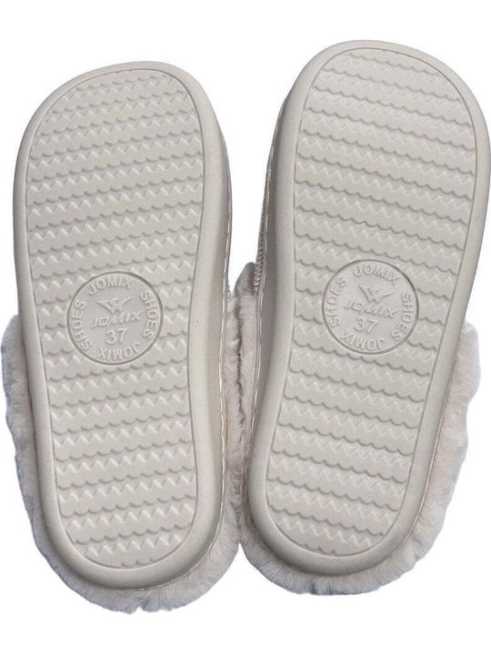 Winter Damen Hausschuhe mit Fell Beige