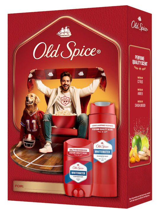 Whitewater Skin Care Set for Body Cleaning Old Spice Sports Fan Gift Set for Men With Deodorant Stick and Shower Gel Whitewater 24-Hour Freshness for Daily Use Scent With Quality Long-Lasting Fragrance 2 Pieces