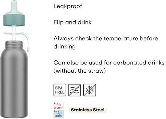 Mepal Kids Water Bottle Frozen Stainless Steel with Straw Non Spill 320ml