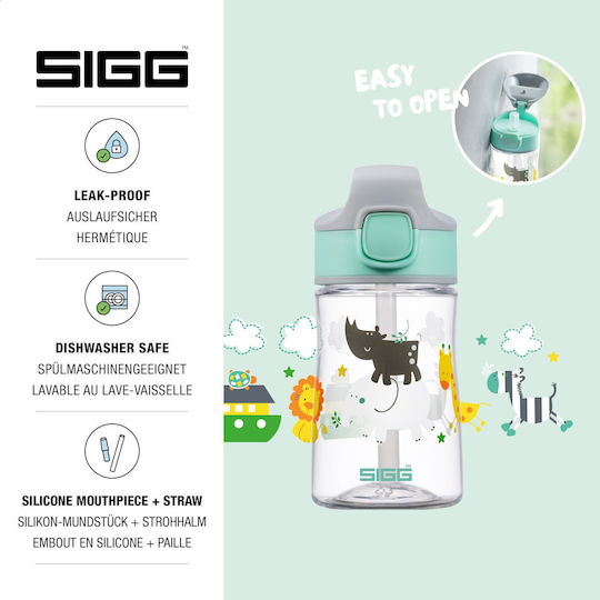 Sigg Jungle Friend Παιδικό Παγούρι Πλαστικό με Καλαμάκι Non Spill Πράσινο 350ml