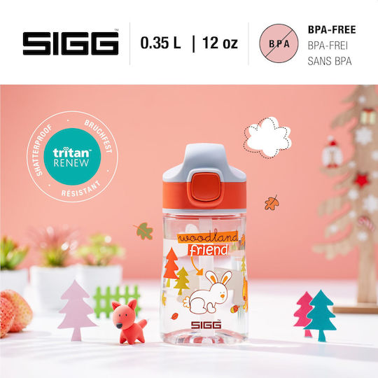 Sigg Woodland Friend Kids Water Bottle Plastic with Straw Non Spill Orange 350ml