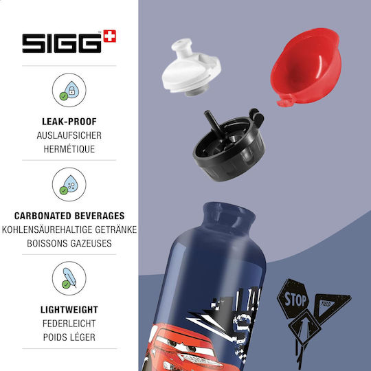 Sigg Sticlă Pentru Copii Disney Cars Aluminiu Antivărsare Albastru 400ml