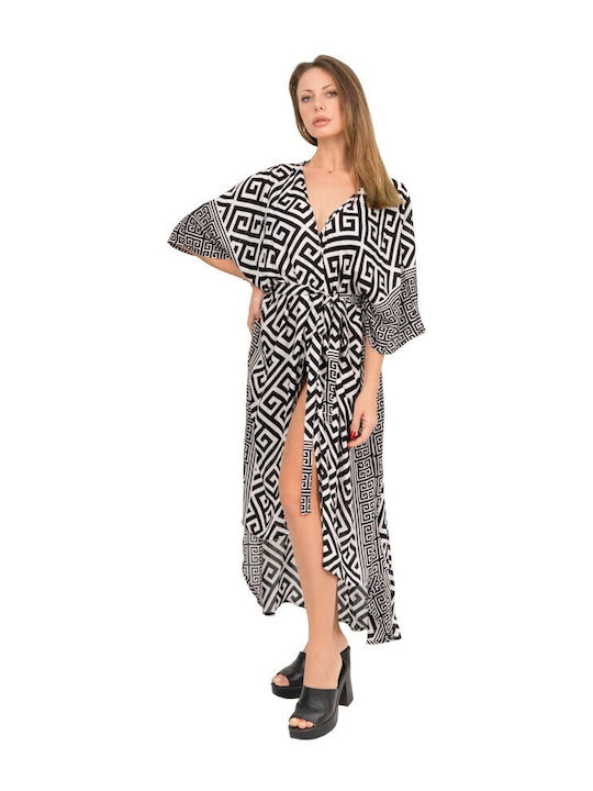 Aquablue Damen Maxi Kimono Strand Black