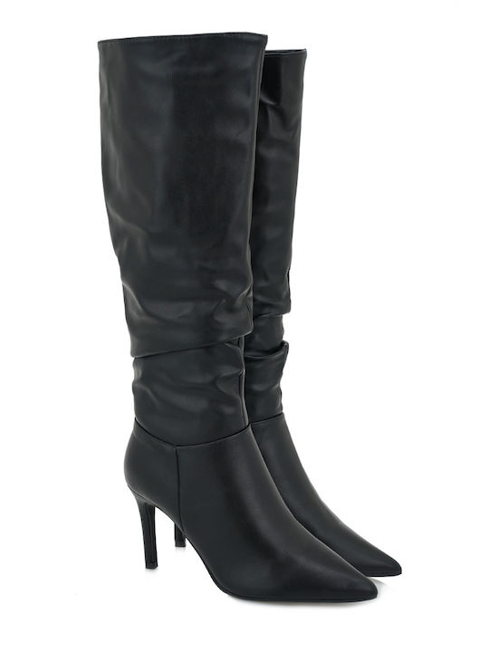 Synthetic Leather High Heel Women's Boots Black