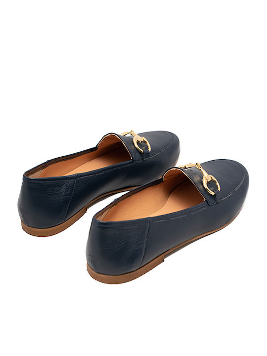 Leather Women's Moccasins in Blue Color