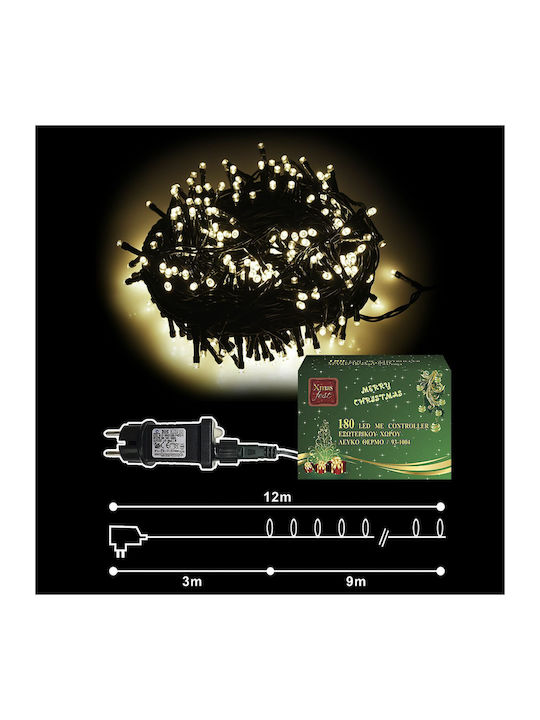 180 Λαμπάκια LED 12μ. Θερμό Λευκό σε Σειρά