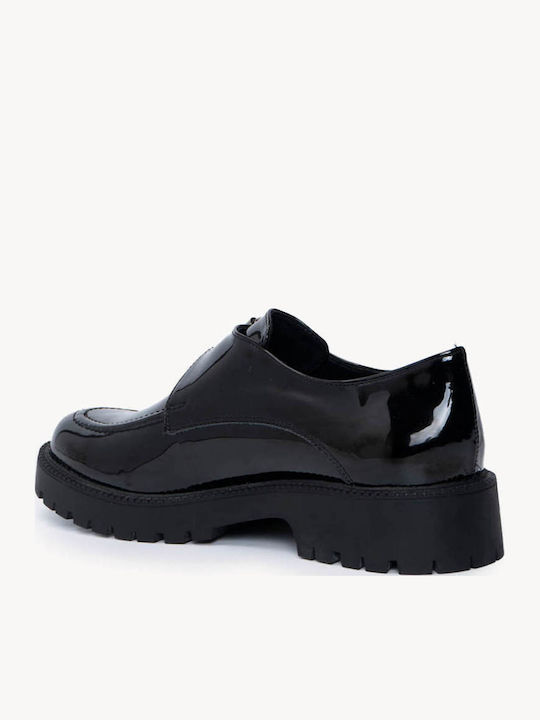 Loafers Negre Dublă Agrafă Metalică K Talpă Chunky