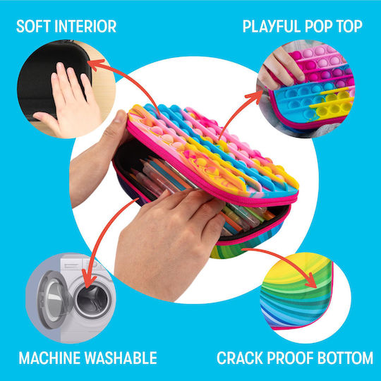 Zipit Zip & Pop Storage Box Rainbow Glow Multicolor Zipper Pencil Case