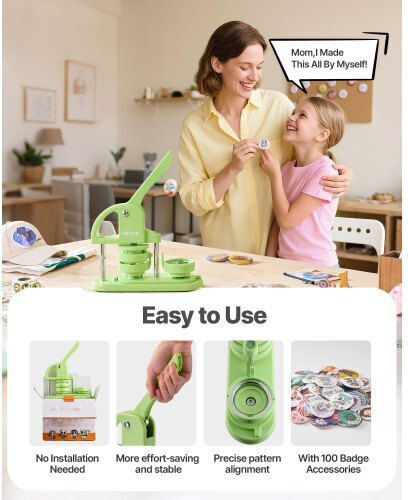 Vevor Button Maker Machine Plastic Pin Maker 58 Mm 100pcs Button Parts Green