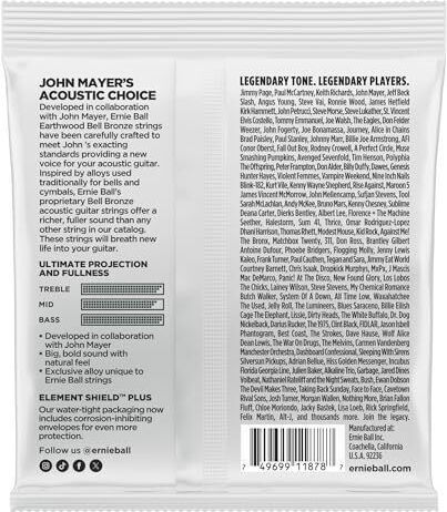 Ernie Ball Earthwood Set of Bronze Acoustic Guitar Strings 13 - 56