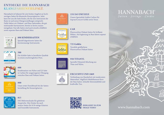 Hannabach 950 Titanyl Μονές Χορδές Titanium Κλασικής Κιθάρας 6τμχ Medium High Tension
