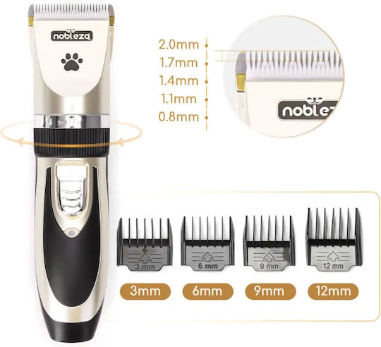 Nobleza Pet Electric Clipper Dog Cat Grooming Machine 4 Combs 17.6x4.5x4.2cm