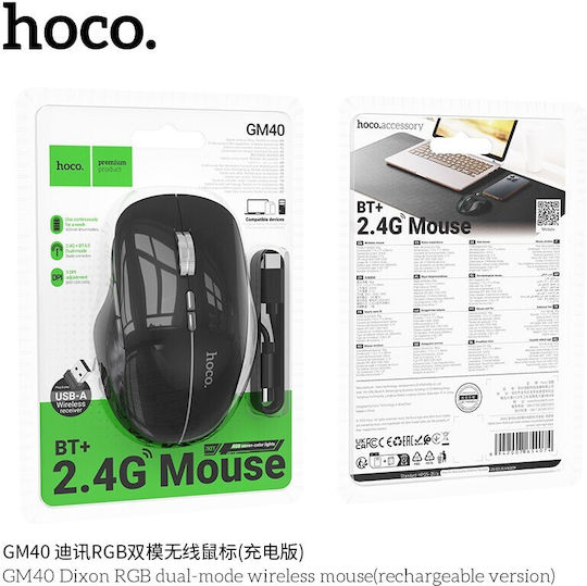Hoco GM40 Ασύρματο Bluetooth Ποντίκι Μαύρο