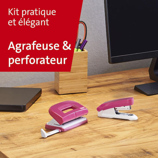 Novus Kit E15 Stapler + E210 Hole Puncher + Rose Staples