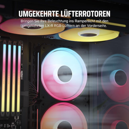 Corsair iCUE LINK LX120-R Вентилатор За Кутия С Обратен Перка (2400 Оборота / 70 CFM) С RGB Осветление