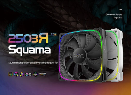 Geometric Future Squama Reverse Blade Case Fans 120mm (2000rpm / 57.67cfm) Without LEDs Connection 4-Pin PWM