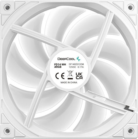 Deepcool Fd14 Case Fan 140mm (1650rpm / 82.53cfm) με ARGB Φωτισμό και Σύνδεση 3-Pin / 4-Pin PWM 3τμχ Λευκό