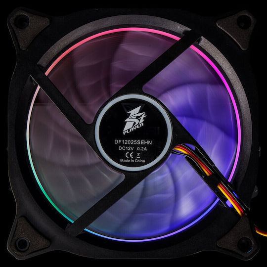 1STPLAYER DF1202512SELN Ventilator Pentru Carcasă 120mm (1100rpm / 38.19cfm) cu Iluminare RGB și Conexiune 3-Pin