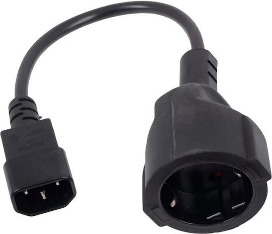 Power Cable Vcom Ce002-cu1 From Schuko Female To Iec60320 C14 Male 0.2m Black