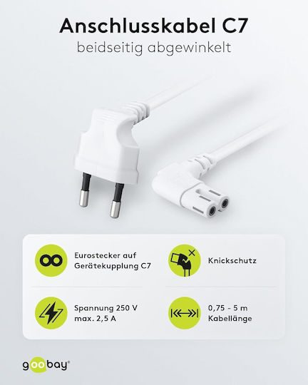 Goobay Euro - IEC C7 Cablu 5m Alb (97357)