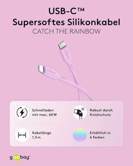 Goobay USB 2.0 Cable USB-C Male - USB-C 60W PD Pink 1.5m