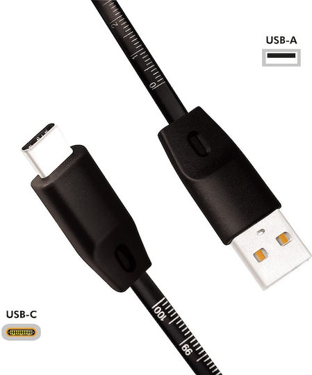 LogiLink Flat USB 2.0 Cablu USB-C bărbătesc - USB-A Negru 1m (CU0157)