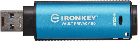 Kingston IronKey Vault Privacy 50 512GB USB 3.2 Stick Μπλε
