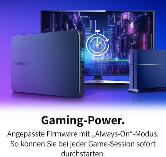 Toshiba Canvio Gaming USB 3.2 Εξωτερικός HDD 4TB 2.5" Μαύρο