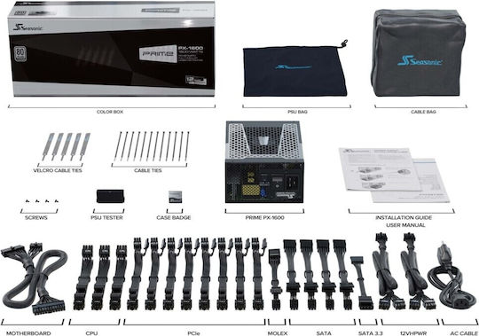 Seasonic Prime PX 1600W Schwarz Computer-Netzteil Vollständig modular 80 Plus Platin