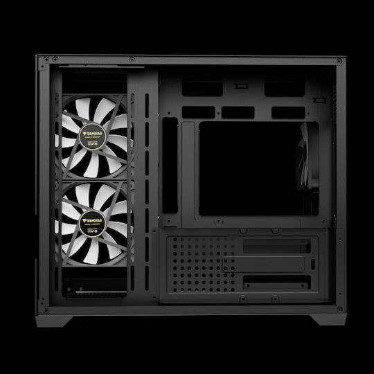 Gamdias AURA GC10M v2 Gaming Mikro-Turm Computergehäuse mit Seitenfenster und ARGB-Beleuchtung Schwarz