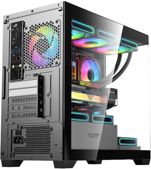 Darkflash DS900M Gaming Mini Tower Κουτί Υπολογιστή με Πλαϊνό Παράθυρο και ARGB Φωτισμό Μαύρο