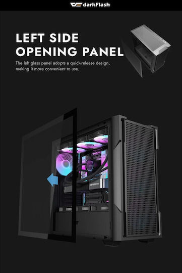Darkflash DS900 Mesh Gaming Midi Tower Κουτί Υπολογιστή με Πλαϊνό Παράθυρο Μαύρο