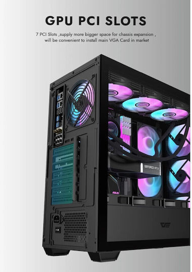 Darkflash DS900 Mesh Gaming Midi Tower Κουτί Υπολογιστή με Πλαϊνό Παράθυρο Μαύρο