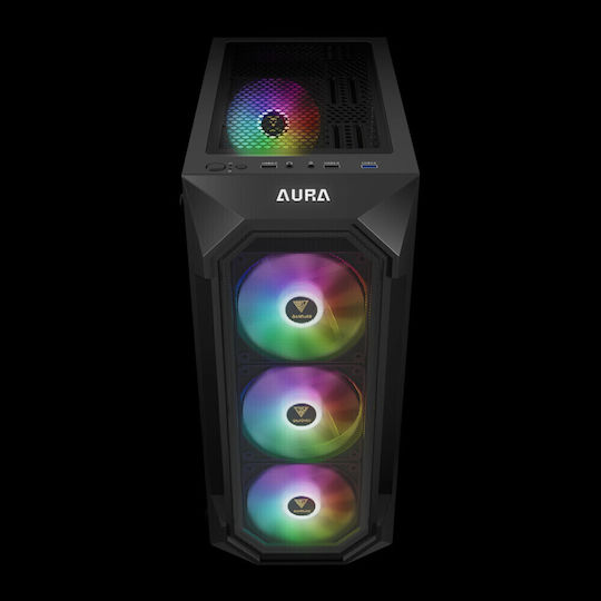 Gamdias AURA GC1 Gaming Midi Tower Computer Case with Side Window and RGB Lighting Black