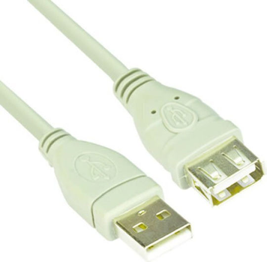Vcom Cu202-1.5m кабел USB A мъжки към USB A женски 1.5м сив, никелирани конектори