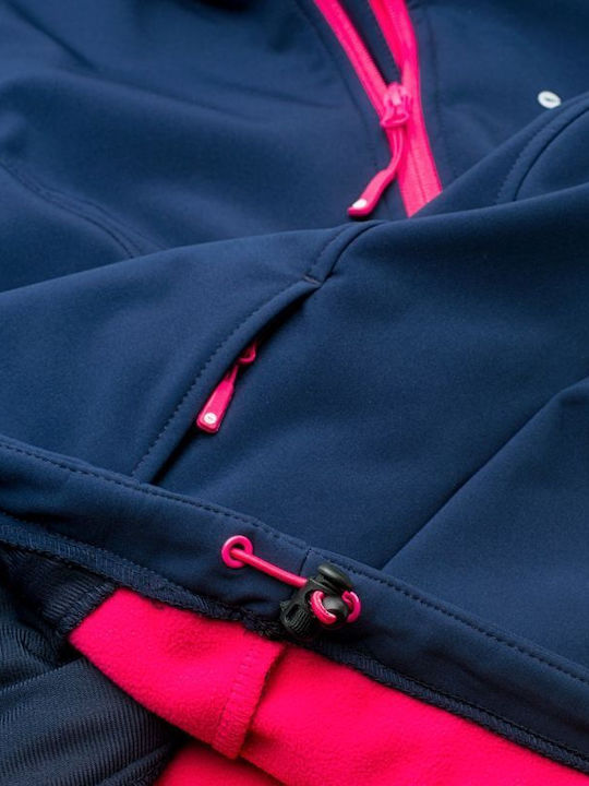 Lady Caria II Women's Short Sports Softshell Jacket Waterproof and Windproof for Winter Navy Blue