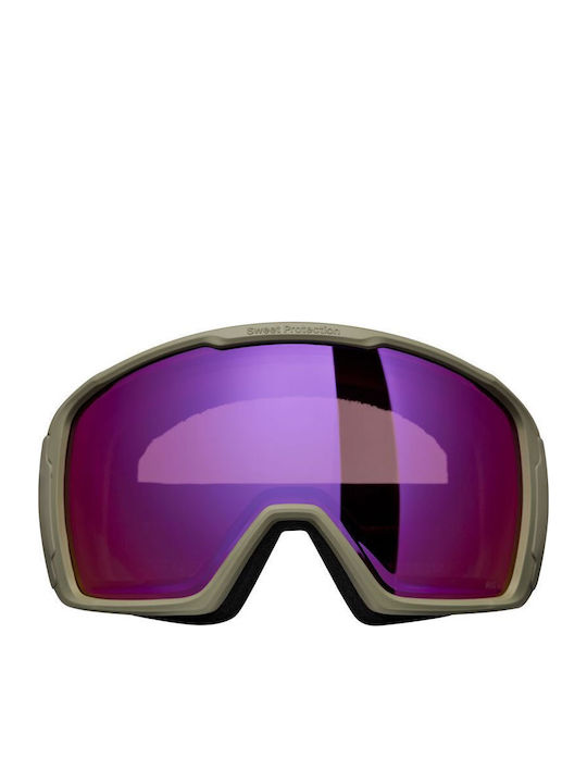 Mască de Schi și Snowboard pentru Adulți, Neagră cu Lentilă Transparentă