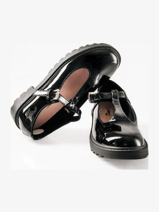 Kids Patent Leather Ballerinas Mary Jane with Adjustable Metal Clasp Black