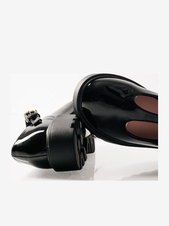 Kids Patent Leather Ballerinas Mary Jane with Adjustable Metal Clasp Black