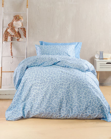 Rythmos Nala Bettlaken mit 2 Kopfkissenbezügen Super-Doppel mit Gummibettlaken 160x260+25cm Blaue (4Stücke)